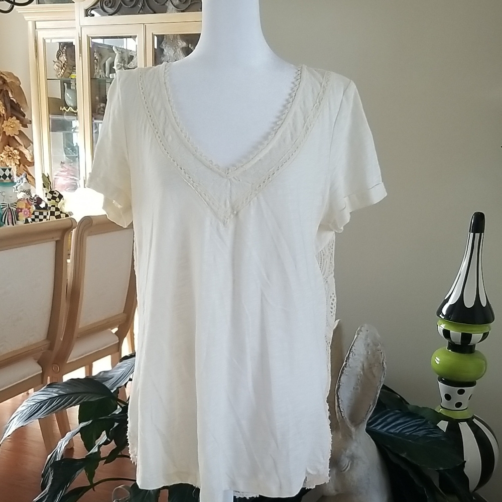 Meadow Rue Cream Short Sleeve Top